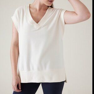 Athleta Retroterry V-Neck Sweatshirt Tee Size XS